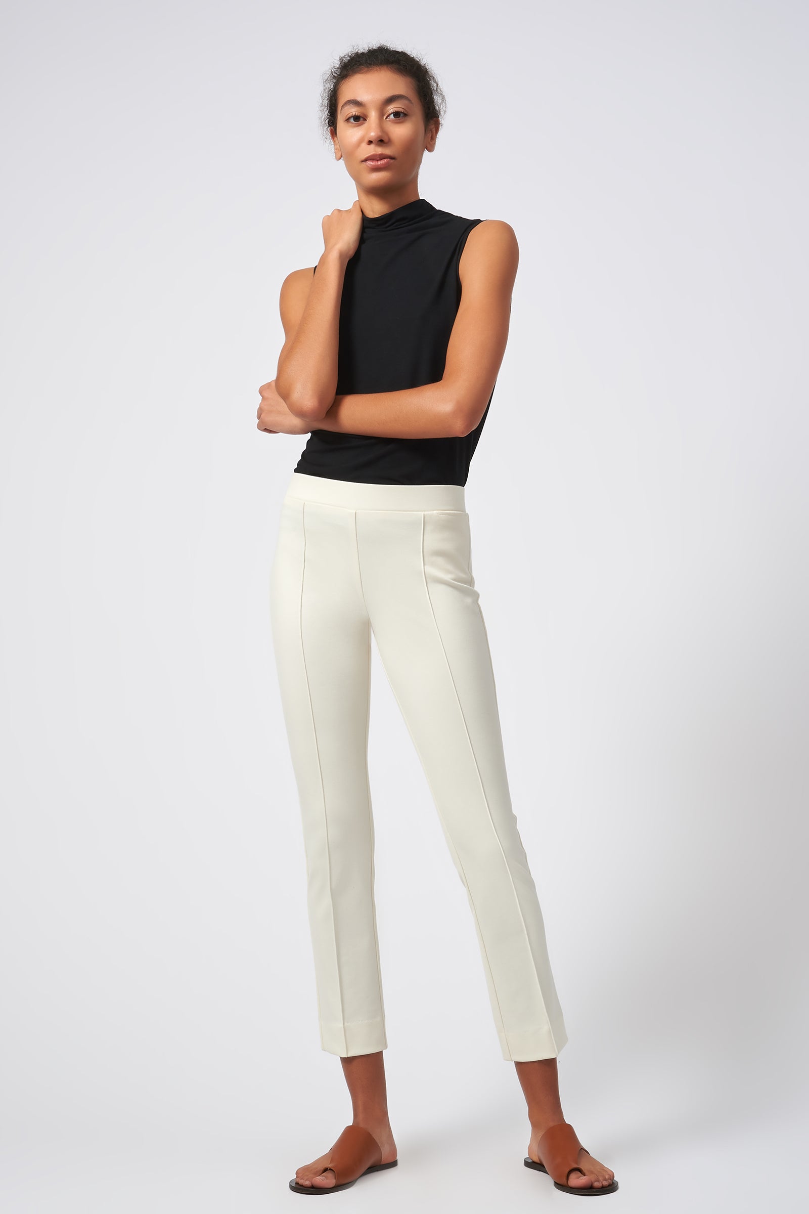 Women's High-rise Slim Fit Effortless Pintuck Ankle Pants - A New
