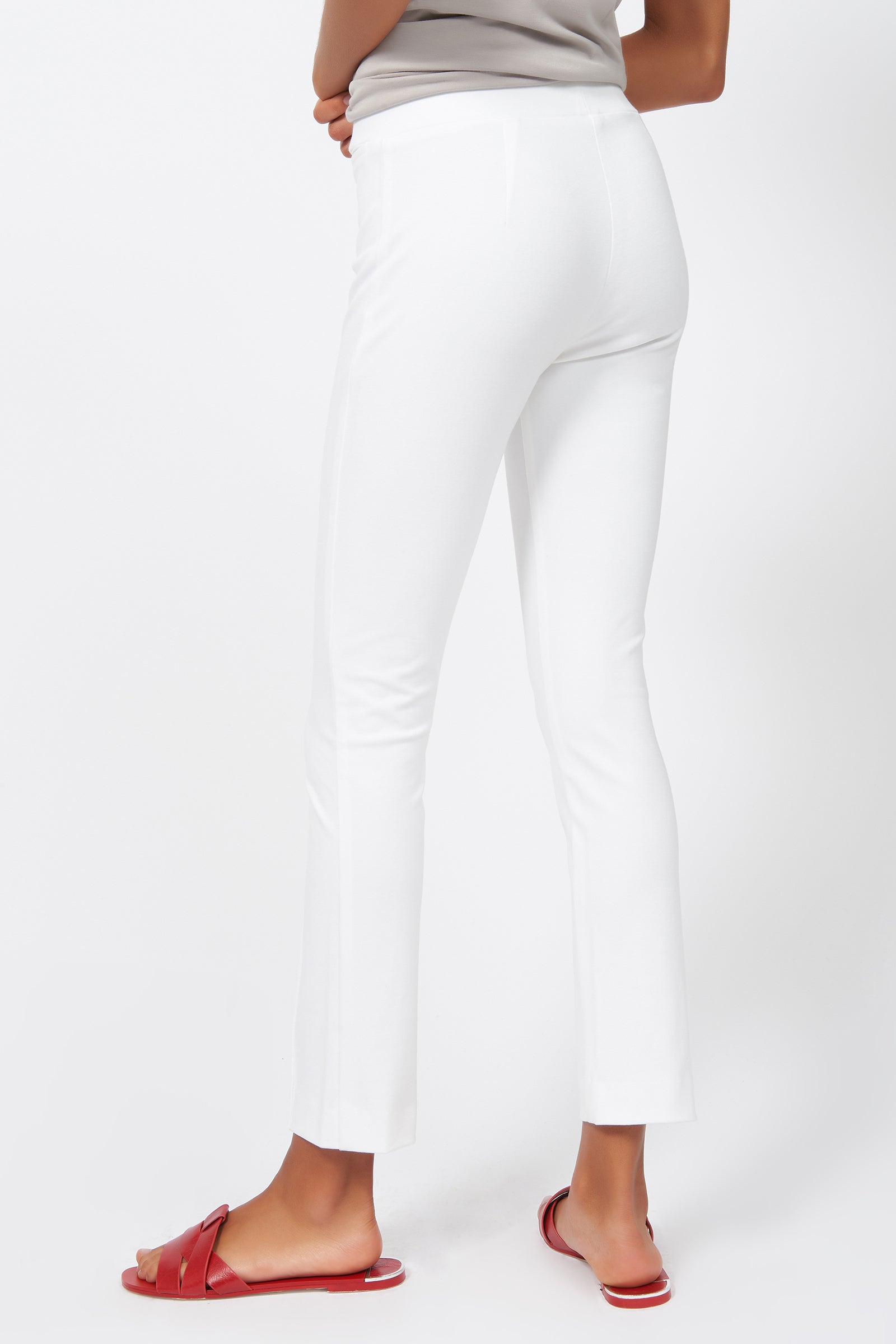 Kal Rieman Pintuck Ponte Ankle Pant in White on Model Back View